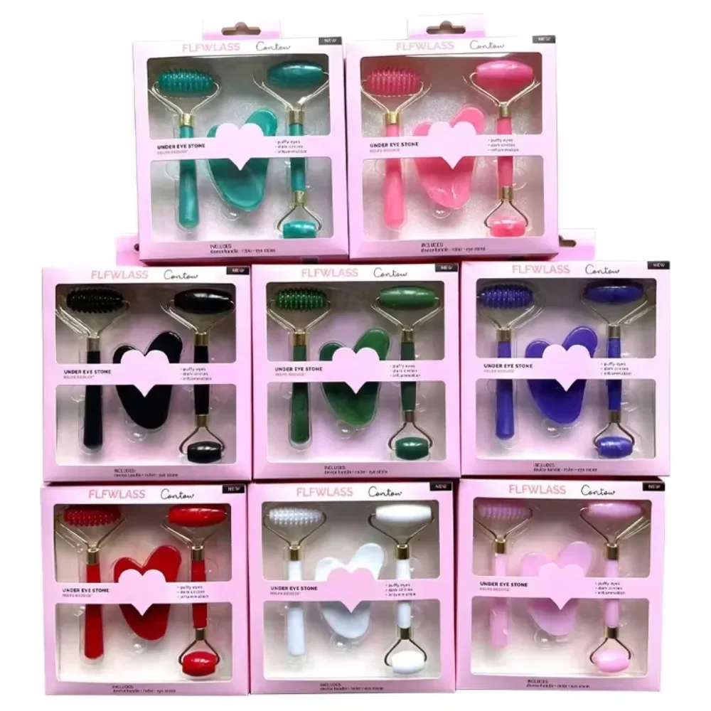 Jade Roller Stone - 3pcs 세트 수지 롤러 마사지 얼굴