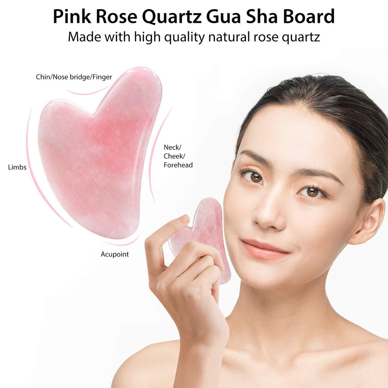 천연 로즈 쿼츠 옥 롤러 Gua 샤 스크레이퍼 세트 페 - Jade Roller Stone 리뷰 및 가격
