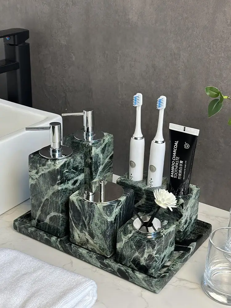 럭셔리 천연 대리석 욕실 트레이 세트 - 그린 오닉스  - W Spa & Wellness 리뷰 및 가격