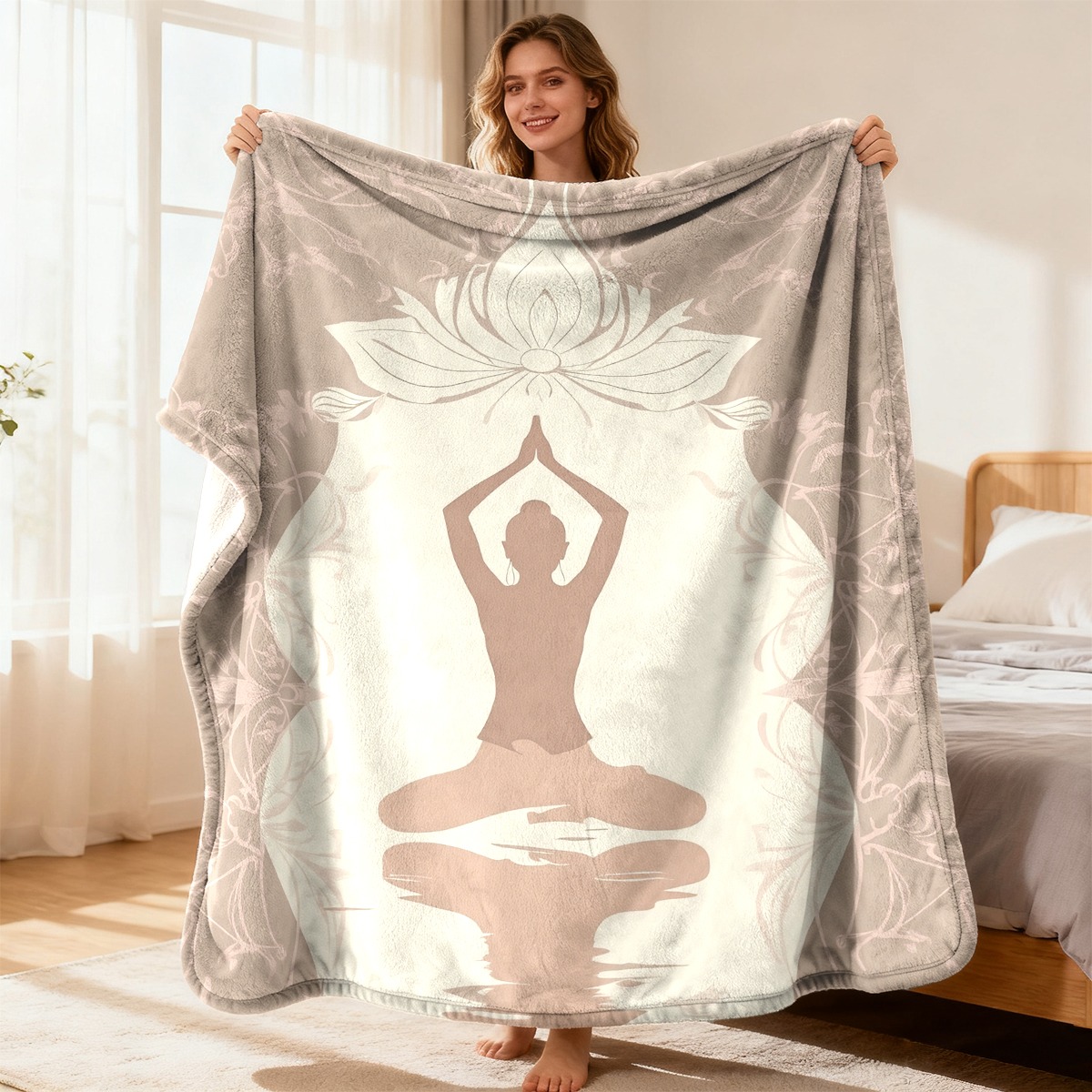 고급스러운 요가 연꽃 명상 담요 플러시 플리스 아늑한  - Spa Wellness Yoga 리뷰 및 가격